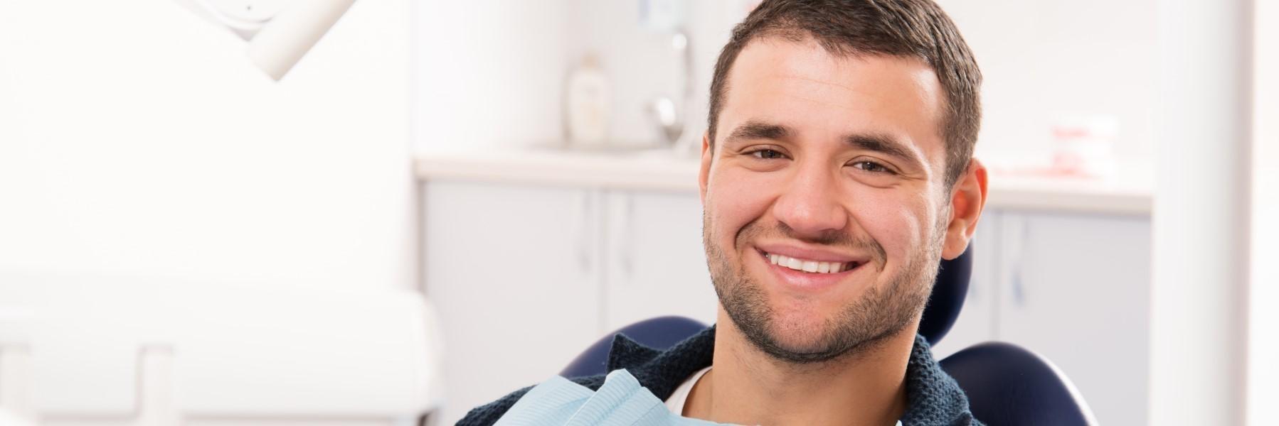 man smiling in dentist chair | Pascoe Vale VIC 3044