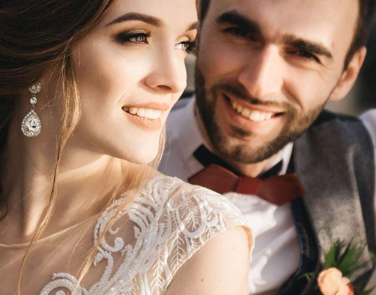 Bride and groom smiling together, pascoe vale vic